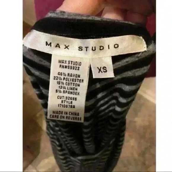 Max Studio Top xs Linen Blend Striped 3/4 Sleeve - Picture 9 of 9